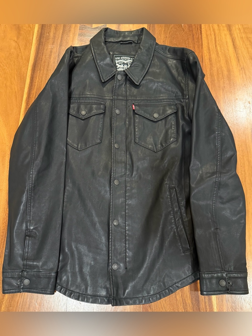 Levi's Black Faux Leather Shirt Jacket